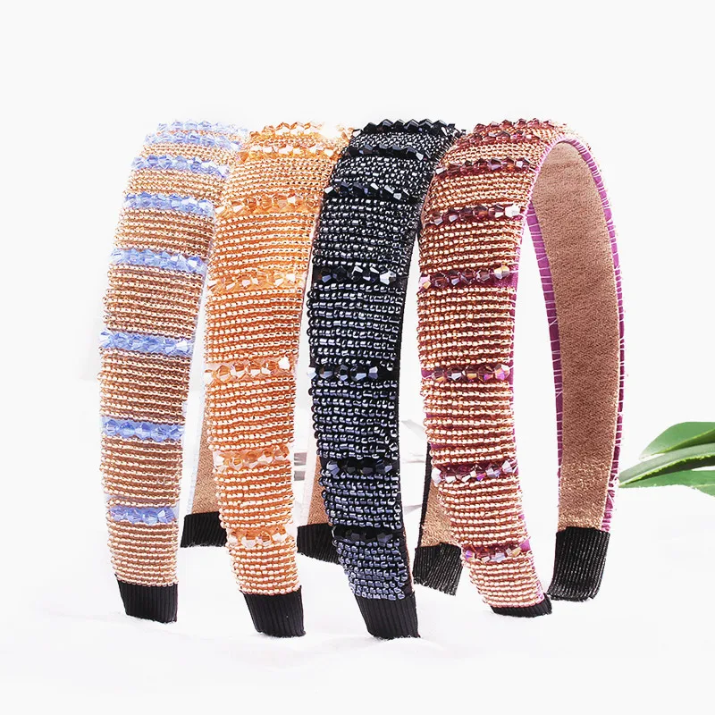 1 шт. повязка на голову в стиле барокко широкая с геометрическими кристаллами и