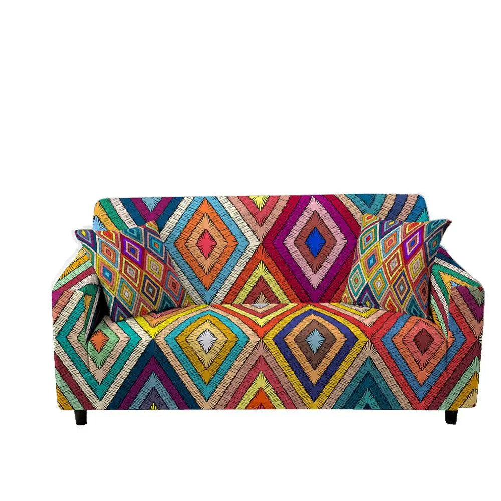 

Ethnic Plaid Wave Striped Star Pattern Elastic Sofa Cover for Living Room Couch Protection Cover Home SIngle Double Slipcover