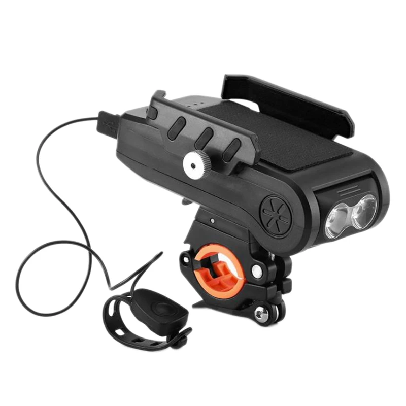 

4in1 Bike Light USB Rechargeable Multifunction Bicycle Headlight with Mobile Phone Holder 4000MAH Power Bank Bike Bell