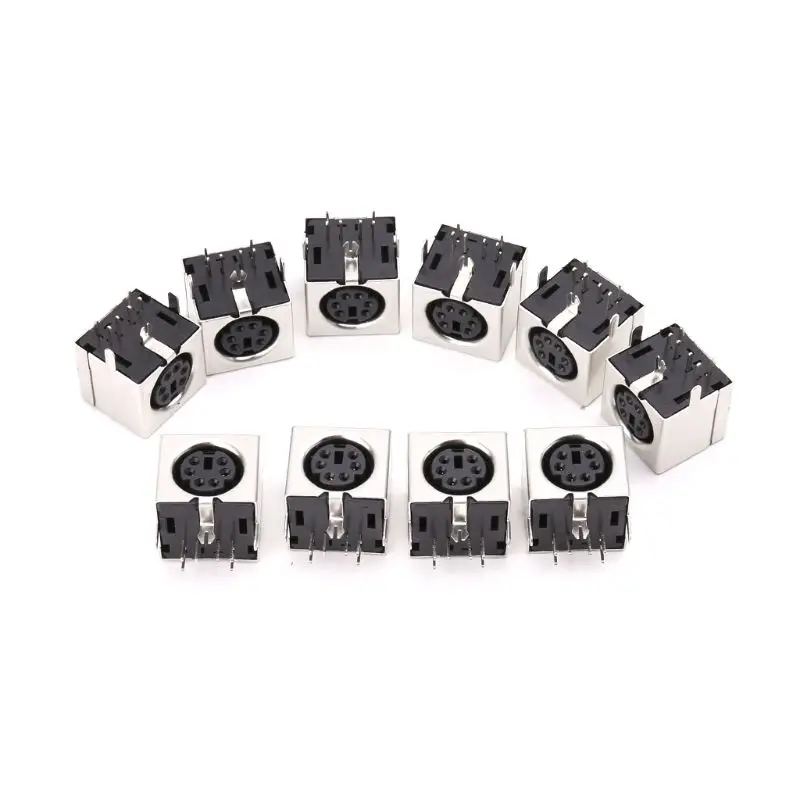 

10pcs Mini 6-pin Din Socket Connectors PS-2 Female Plug PCB Solder Connector PC Mouse 32CC