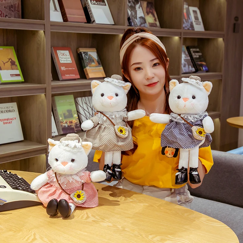 

Cute kawaii plush peluche floral dress cat doll juguetes stuffed animals baby toys baby room home decor nios holiday gift
