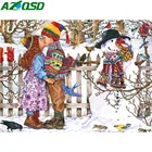 AZQSD зимняя Алмазная мозаика, парные кресты, стразы 5d, сделай сам, алмазная живопись, Детская осенняя вышивка, распродажа, снеговик