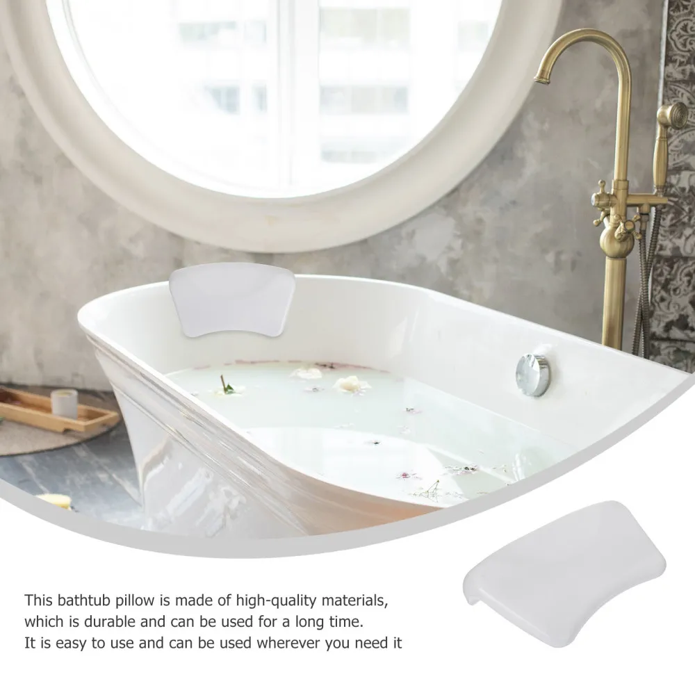 

1pc Bathtub Pillow PU Pillow for Bathroom Practical Bathroom Supply (White)