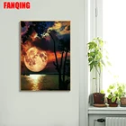 5D алмазная живопись сделай сам, пейзаж, полная луна, алмазная вышивка, искусство, картина, полная квадратнаякруглая стразы, украшение для дома, подарок