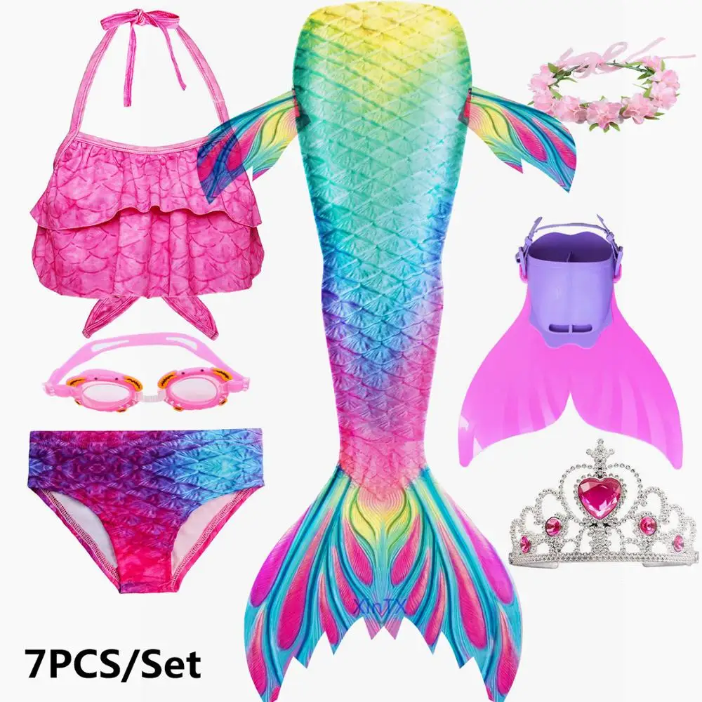 Новинка! 7 шт. детская гирлянда с хвостом Русалочки для девочек ластами венок в