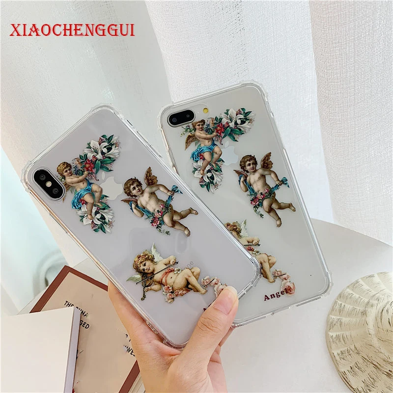 Чехол с ангелами для телефона iPhone X XR XS MAX 11 Pro Max 6 S прозрачный чехол из ТПУ