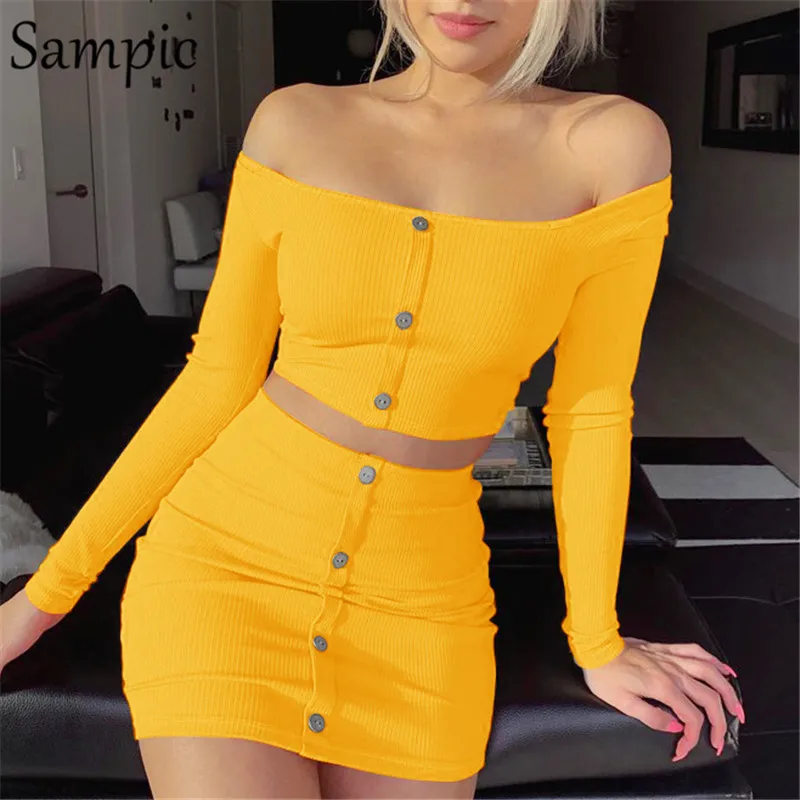 Женский костюм-двойка Sampic летний комплект из двух предметов короткий топ с