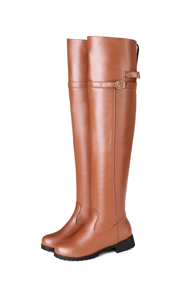 Высокие сапоги до бедра Сапоги колена выше Женские зимние с ремешком Большие