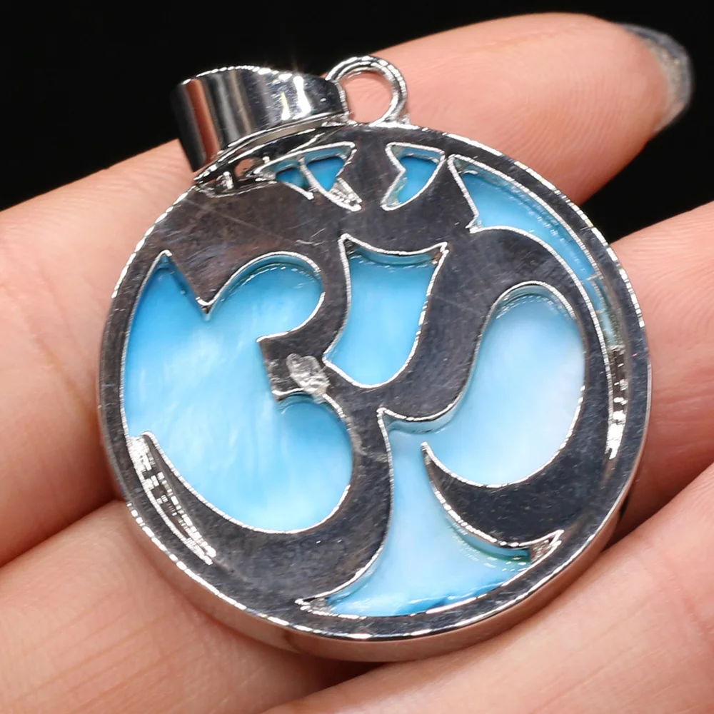 

1pcs Natural Shell Round Purple Pink Blue Abalone Shell Pendant for Jewelry Making Charm Necklace Accessories Women Gift 32x32mm