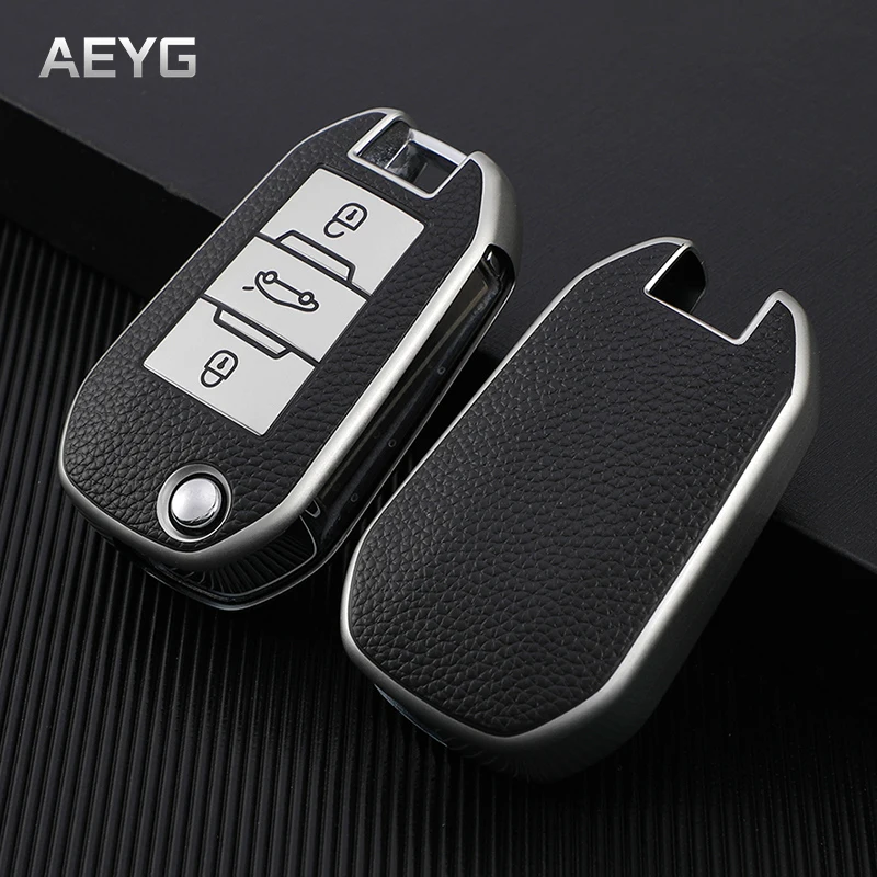 Leather Style Car Key Case Cover Shell For Peugeot 208 2008 308 3008 408 508 107 301 Citroen C4 CACTUS C5 DS4 DS5 Holder Fob