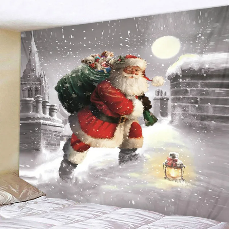 

New Santa Claus Background Cloth Fashion Household Atmosphere Decoration Supplies Hanging Cloth Living Room Bedroom Tapestry