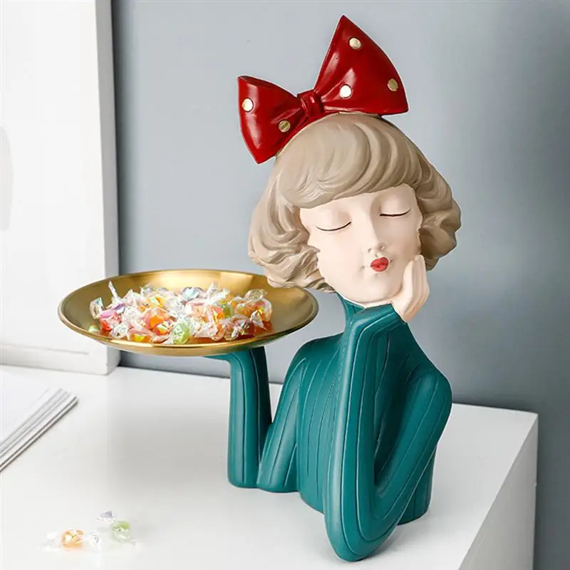 

Moden Gorgeous Girl Resin Art Statue Gift Fairy Fashion Sculpture Storage Ornament Home Decoration Desktop Figurines