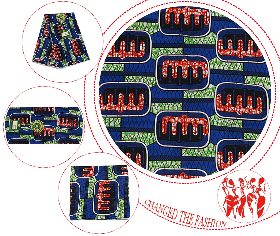

Geometric Pattern 100% Polyester African Wax Prints Fabric Material Wholesale 6 Yards African Wax Polyester Wax Fabric 110cm