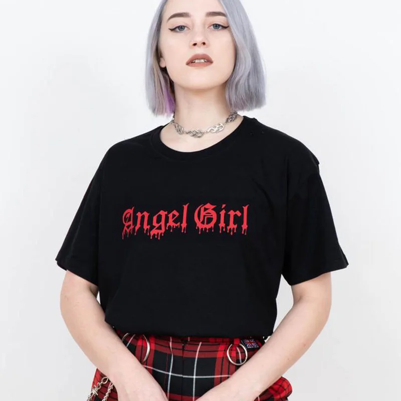 Футболка женская хлопковая с графическим принтом в стиле гранж|Футболки| |