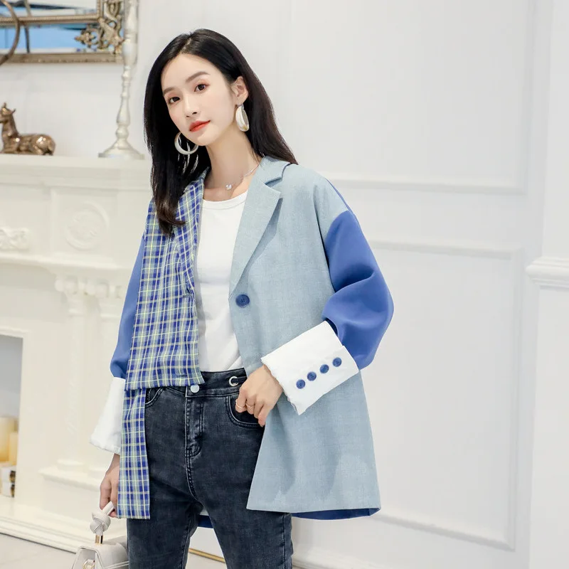 

Блейзер для женщин соединение, подходит кожаная куртка; Сезон весна-осень; Новый стиль дизайн повседневный костюм вне записная книжка С ПЕР...