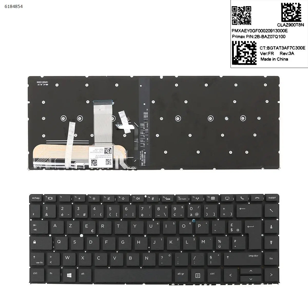 

FR French AZERTY New Replacement Keyboard for HP EliteBook Folio x360 1040 G5 Laptop with Backlit No Frame