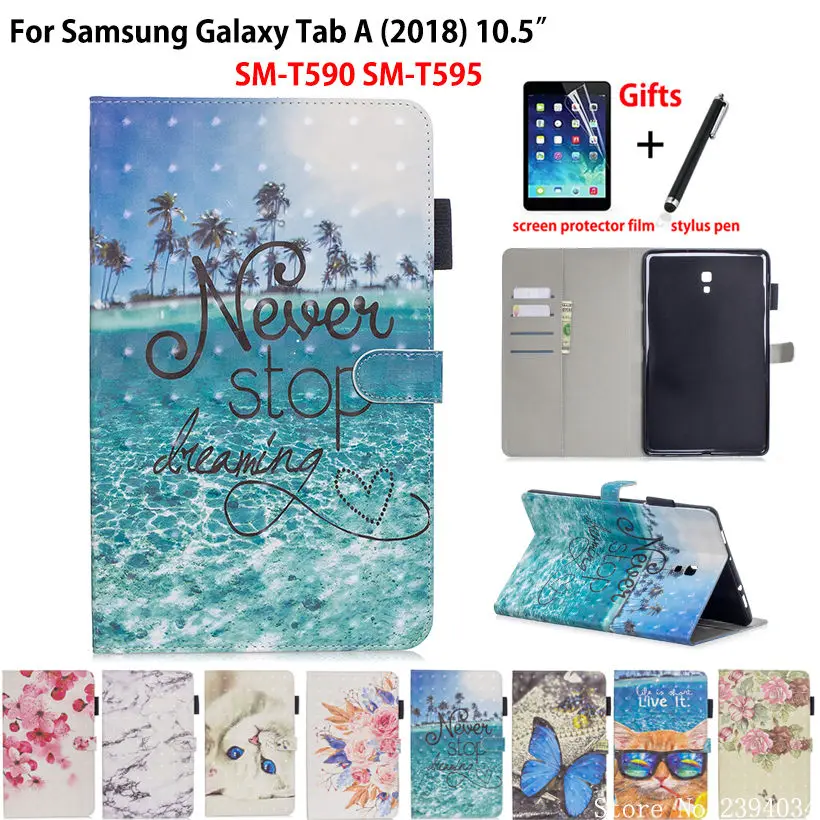Чехол для Samsung Galaxy Tab A A2 2018 10 5 &quotT590 T595 T597 SM-T590 чехол Модный из ПУ кожи с 3D рисунком +