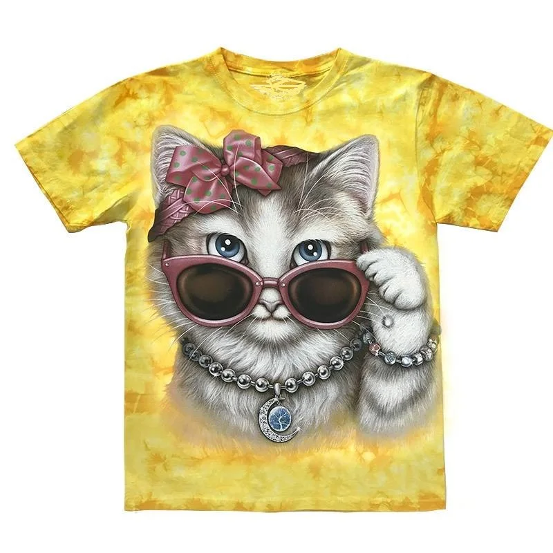 

Children Boys And Girls Flower Cat 3D Printed T-shirt Summer Streetwear O-neck Short Sleeve Top Casual 3D Style T-shirt New 2021