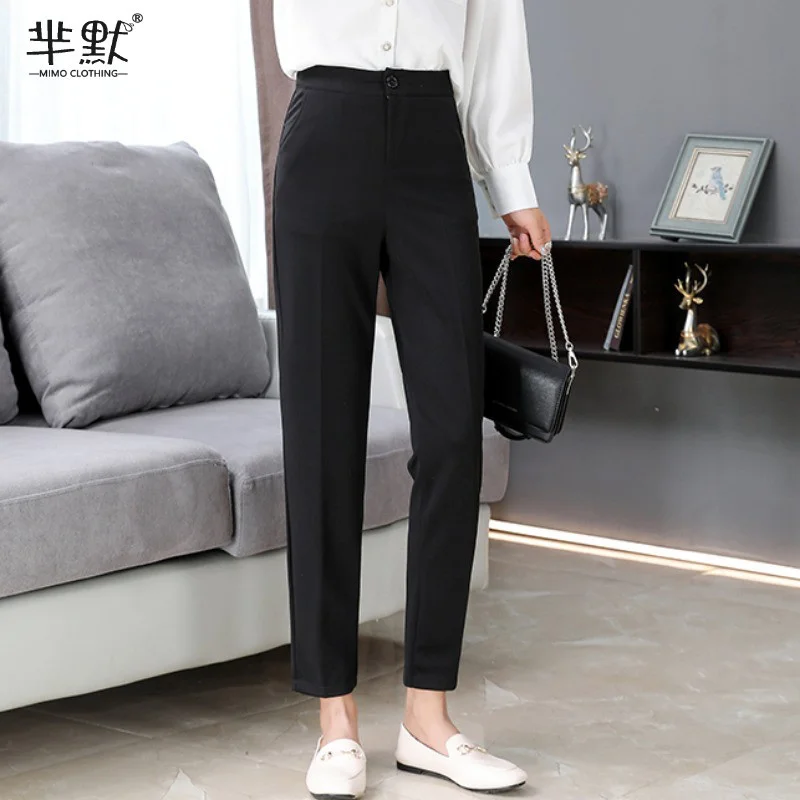 

Casual Lengthened Suit Pants for Women 2021 New Spring and Autumn Loose Straight High Waist Slimming Drape Versatile Cigarette