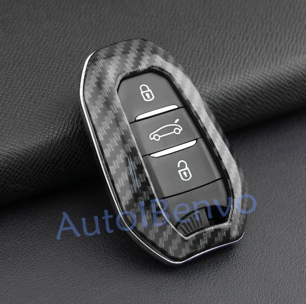 Without Key Chain Carbon Fiber Smart Car Key Protect Shell For Peugeot 508 3008 5008 Citroen C3 C5 Aircross C4 Picasso DS 4S DS5 DS 3 7 Crossback - Название цвета: Without Key Chain
