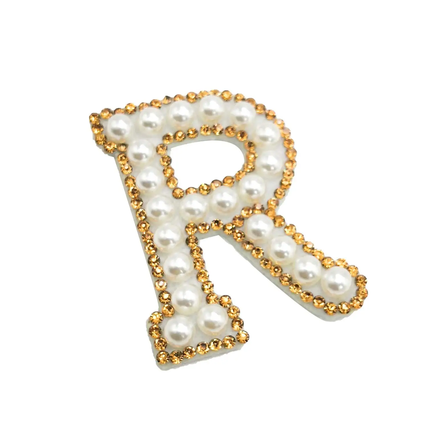 

26pcs one Set Pearl Yellow Rhinestone Letters Patches Embroidery Clothing Patch Appliques on Clothes Sewing