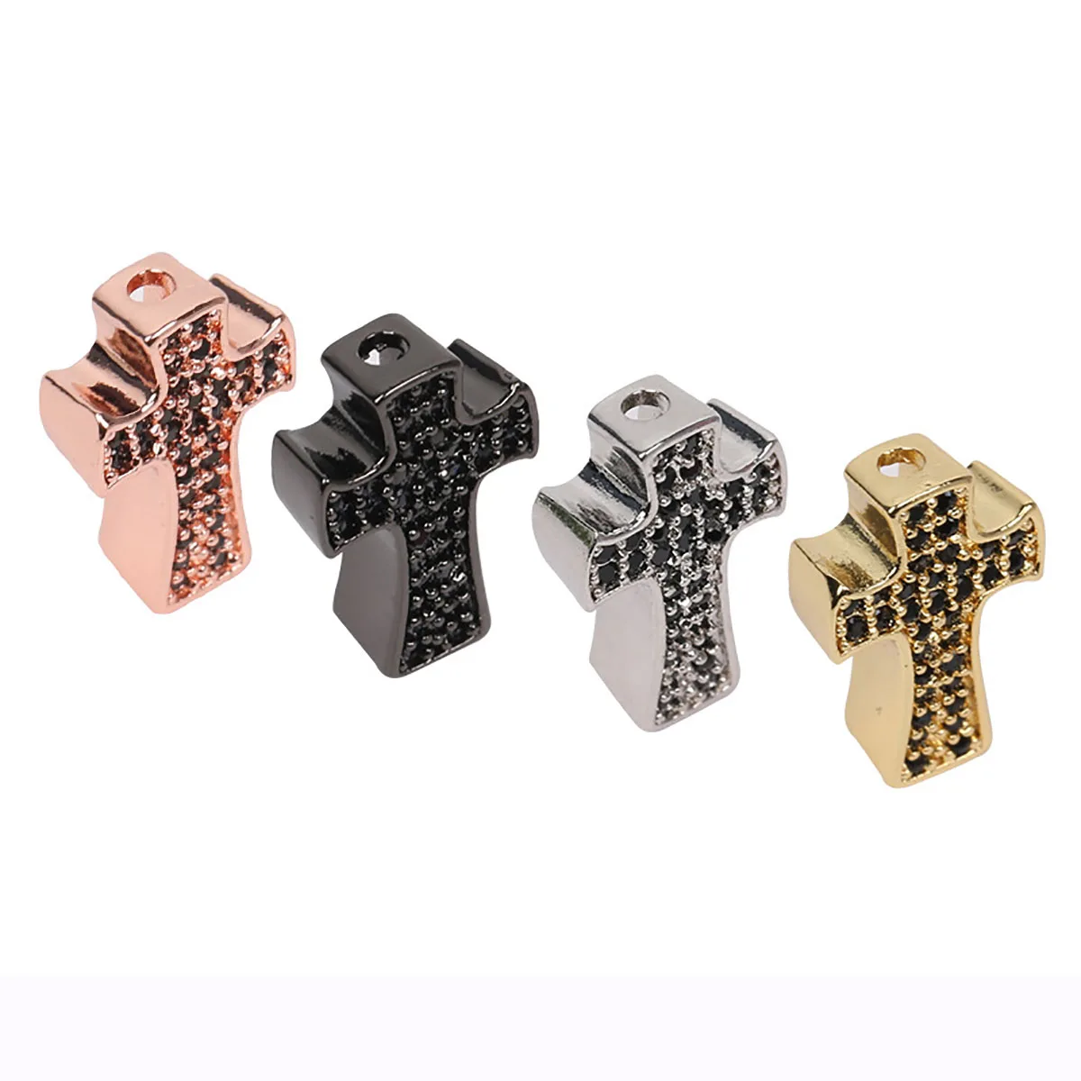 

Cubic Zirconia Copper Christian Cross Post Bracelet Accessories Finding DIY Religious Pendant Necklace Jewelry Making Supplies