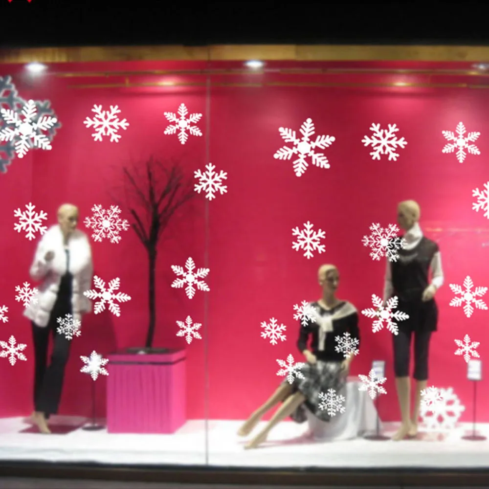 27 шт./компл. Рождественская Снежинка наклейки многоразовые детская зимняя Room