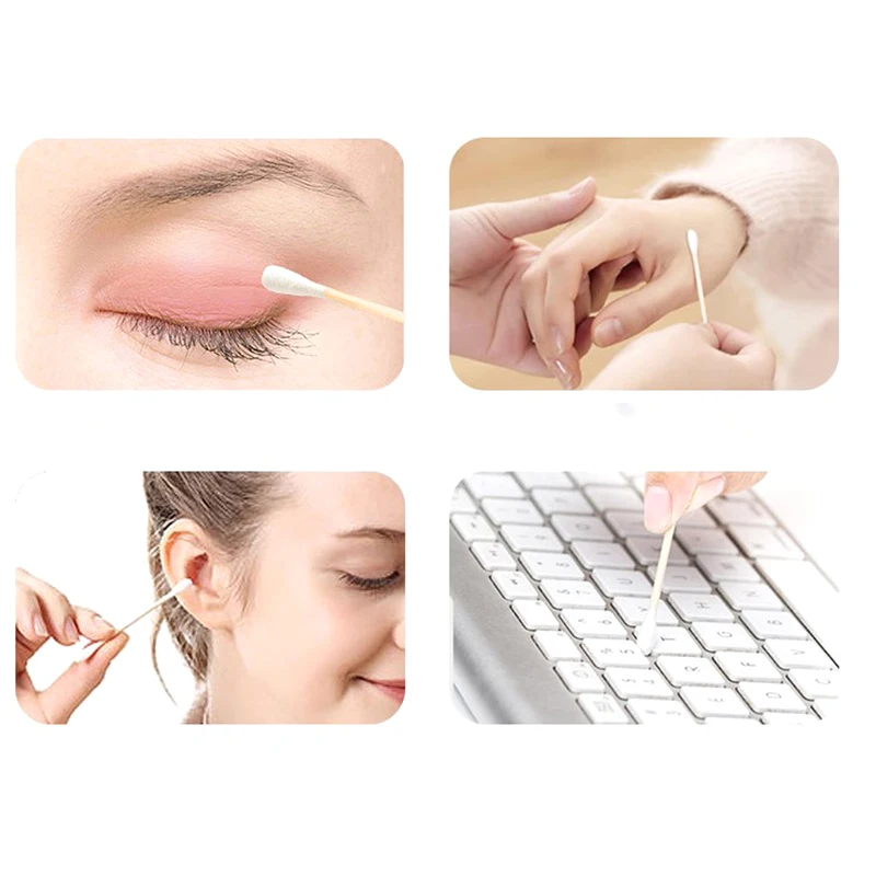 

200pcs/Box Double Head Cotton Swab Bamboo Sticks Cotton Swab Disposable Buds