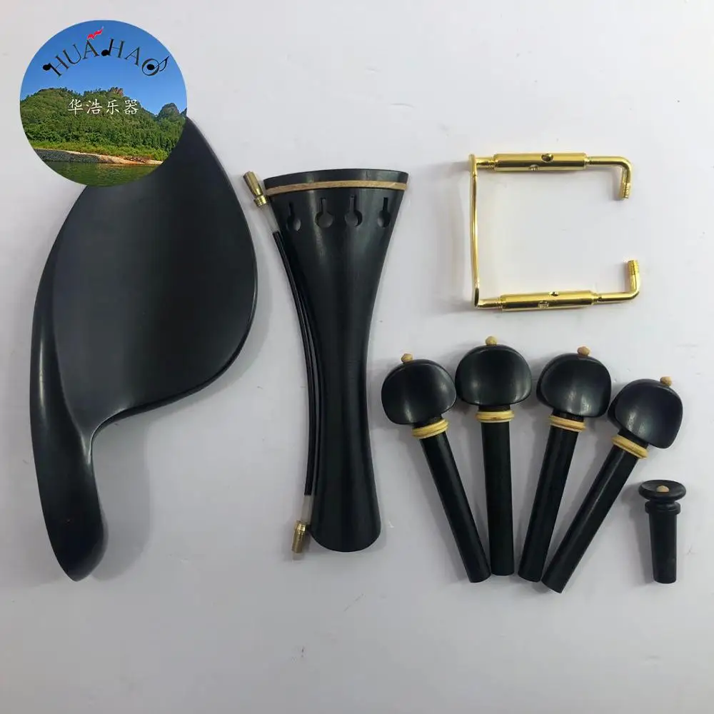 

a set of 4 / 4 violin string shaft boxwood inlaided in ebonyviolin strings buckle 4-piece set Violin Pegs Chin Rest and Pin