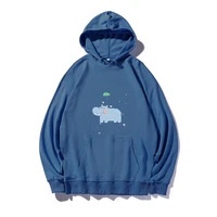 mens cartoon cute hippo cropped hoodie cotton aesthetic clothes long sleeve workout pullover sweatshirt