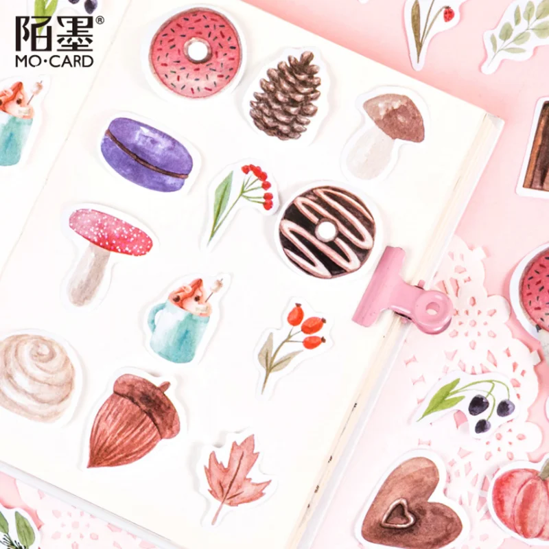 

46pcs/box Kawaii Donuts Stickers Label Handmade Adhesive Paper DIY Decor Stationery Scrapbooking Notebook Office School Supplies