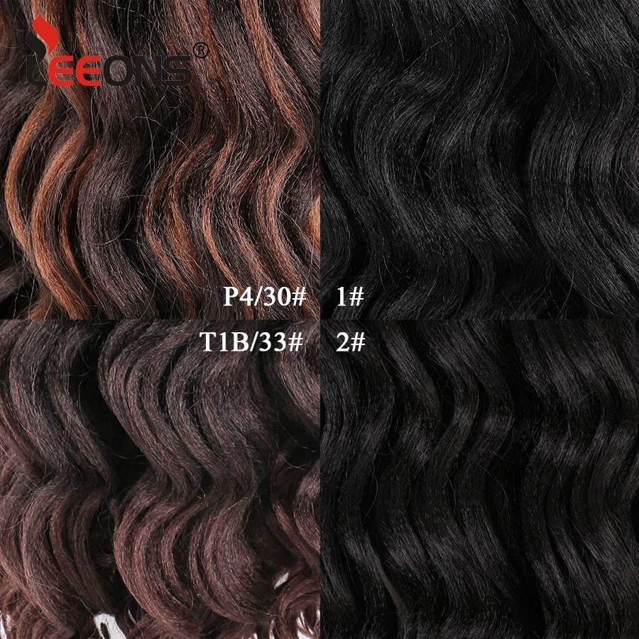 

Leeons High Quality Ocean Wave Crochet Hair 20inches Synthetic Heat Resistant Deep Water Wave Ombre Braiding Extension Hair