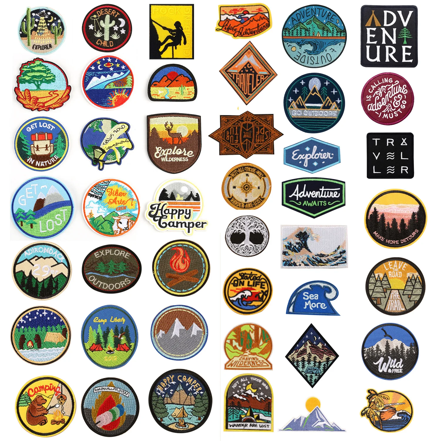 

Adventure Travel Hiking Camping Patch Camper Explore Widness Get Lost In Nature Forest Applique Iron Sew On Patch Badge