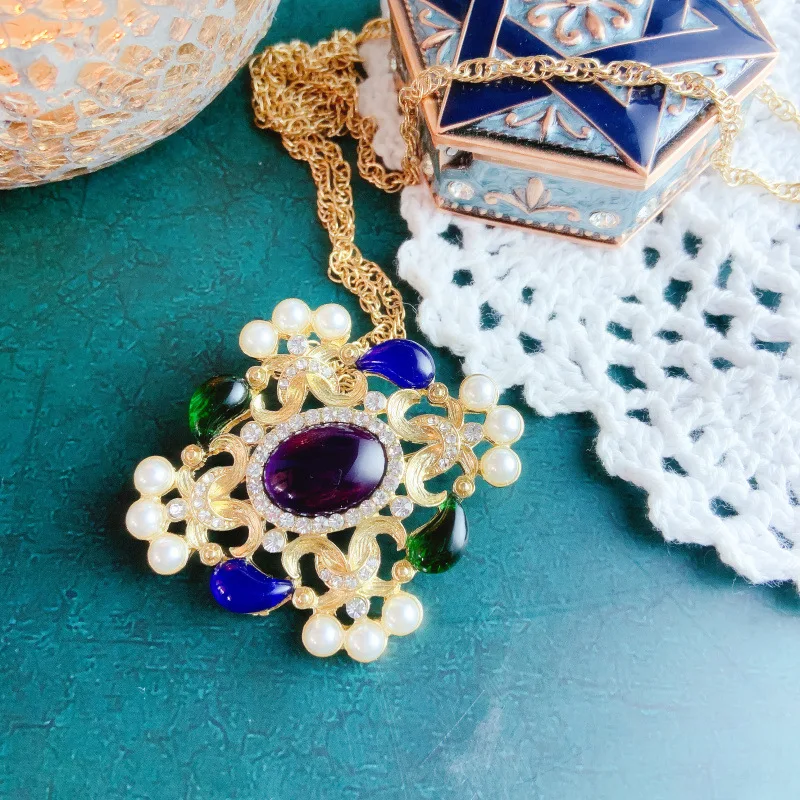 CINDY XIANG Purple Resin Cross Brooches for Women Vintage Fashion Jewelry New Design Rhinestone Pin Coat Accessories | Украшения и