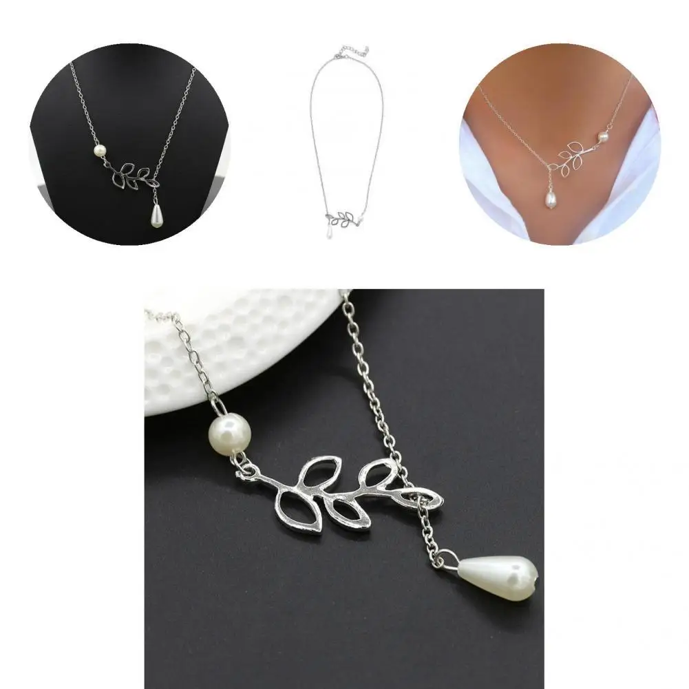 

Party Necklace Imitation Pearls Lady Bright Luster Electroplated Clavicle Chain Chain Necklace Pendant Necklace