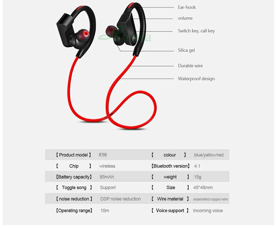 Roreta K98, беспроводные наушники, Bluetooth наушники, спортивные, для бега, беспроводная, стерео, Bluetooth гарнитура с micr для Android IOS