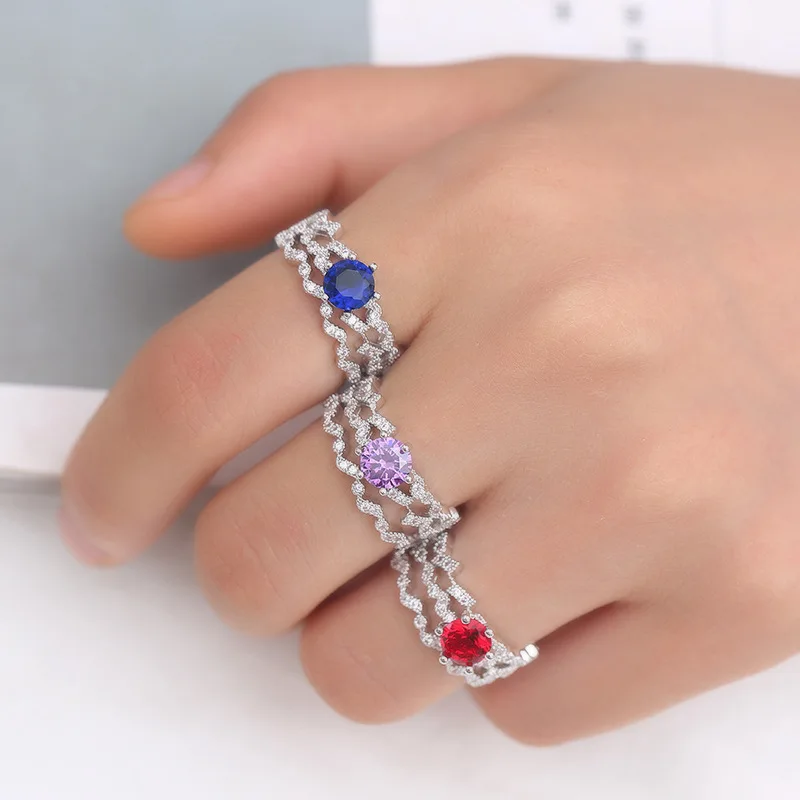 

Copper Alloy Shinning Luxury Rond Stone bling jewlery ring for women wholesale bulk