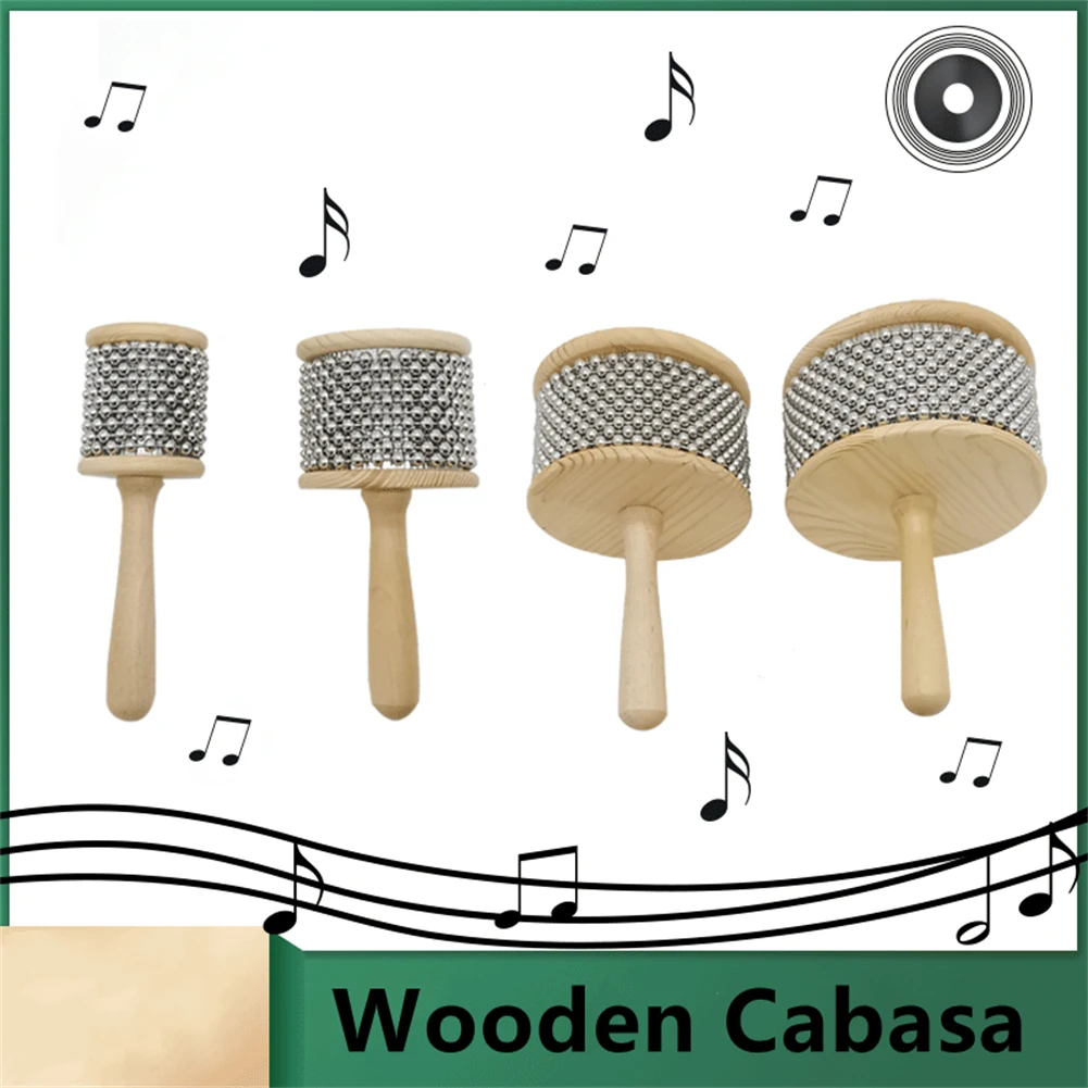 

Wooden Cabasa Beaded Chain Cylinder Pop Hand Shaker Percussion Musical Instrument 6.5cm 8.5cm 11.5cm 13.5cm Beaded Chain