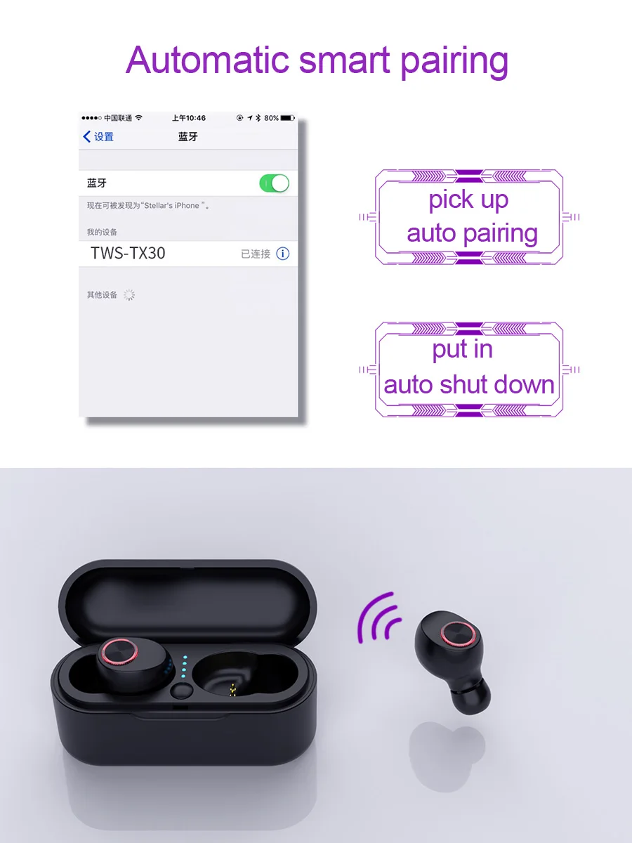 TWS Bluetooth Беспроводной наушники Шум шумоподавления громкой связи Bluetooth гарнитура для Беспроводной гарнитура стерео Hi-Fi наушники с зарядный Чехол для мобильного телефона