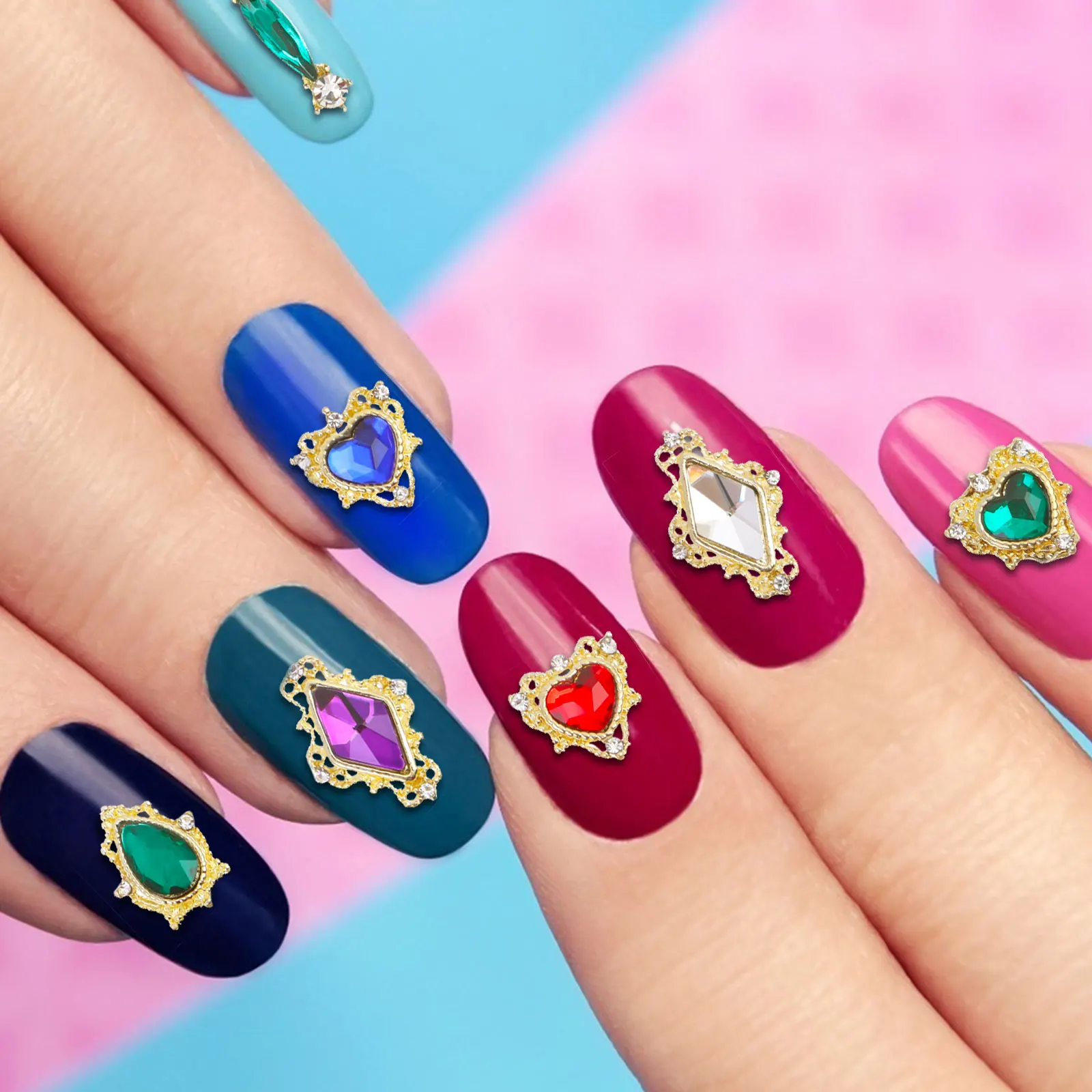 

36 Pcs 3D Crystals Nail Charms 3D Heart Shape Rhinestones Nail Art Mix Sizes Nail Art Decors Making DIY Accessories