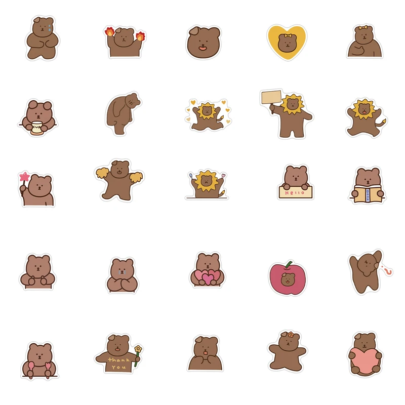 

50pcs Cartoon cute bears Stickers paster Cartoon characters anime movie funny decals scrapbooking diy phone laptop waterproof