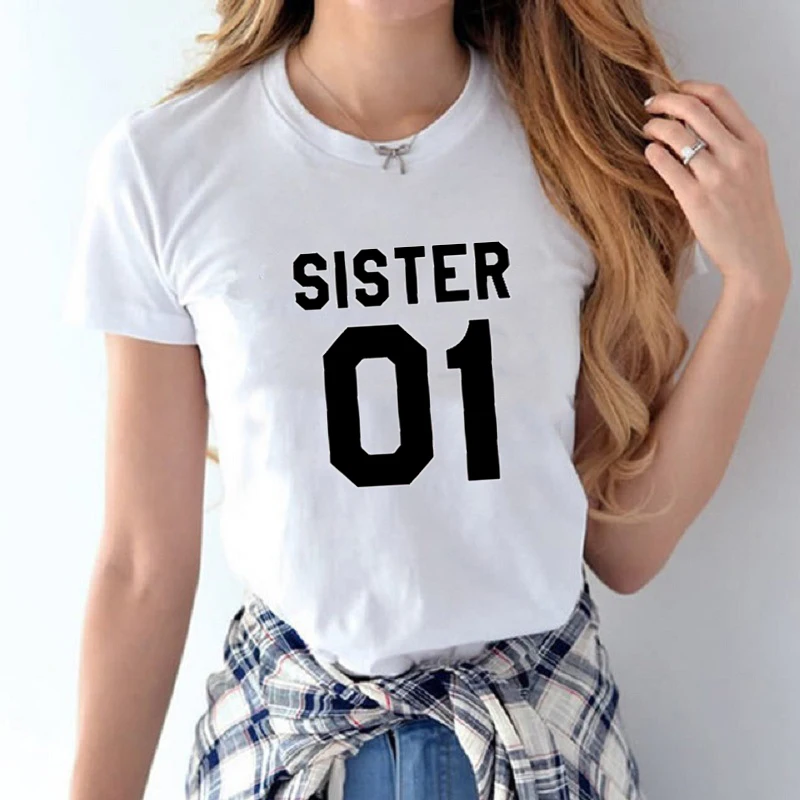 

Футболка женская с принтом сестры, повседневный топ с коротким рукавом, модная уличная одежда, наряд для сестры, на лето