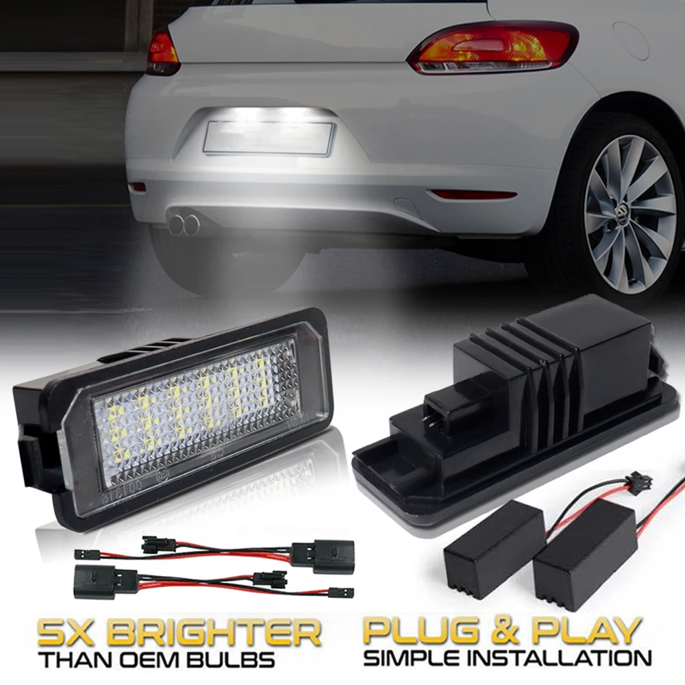 

2Pcs 18SMD LED License Plate Light For VW Passat CC B6 B7 3C B8 3G Golf Polo Amarok Crafter Scirocco Arteon Bora Fox Phaeton EOS