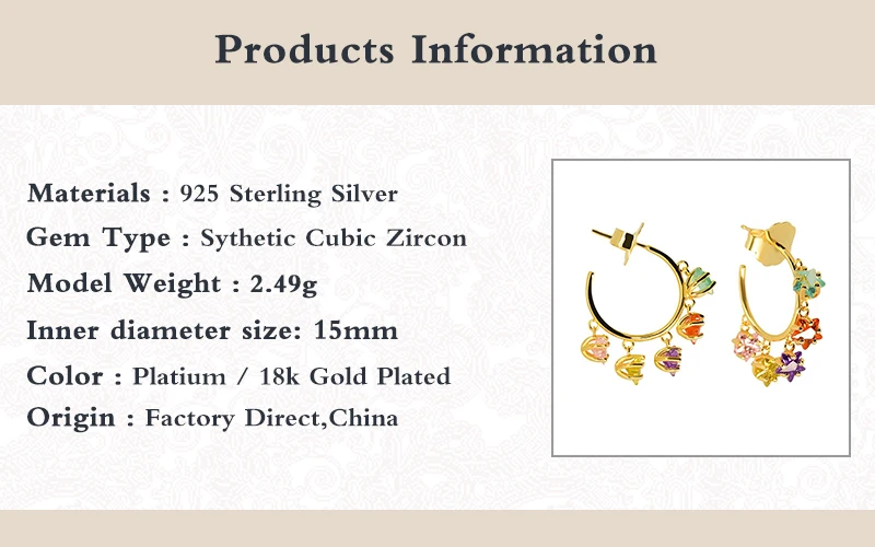 

BOAKO 925 Sterling Silver Colorful Zircon Charm Hoop Earrings For Women Luxury Piercing Pendiente Huggie Earrings Fashion Jewels