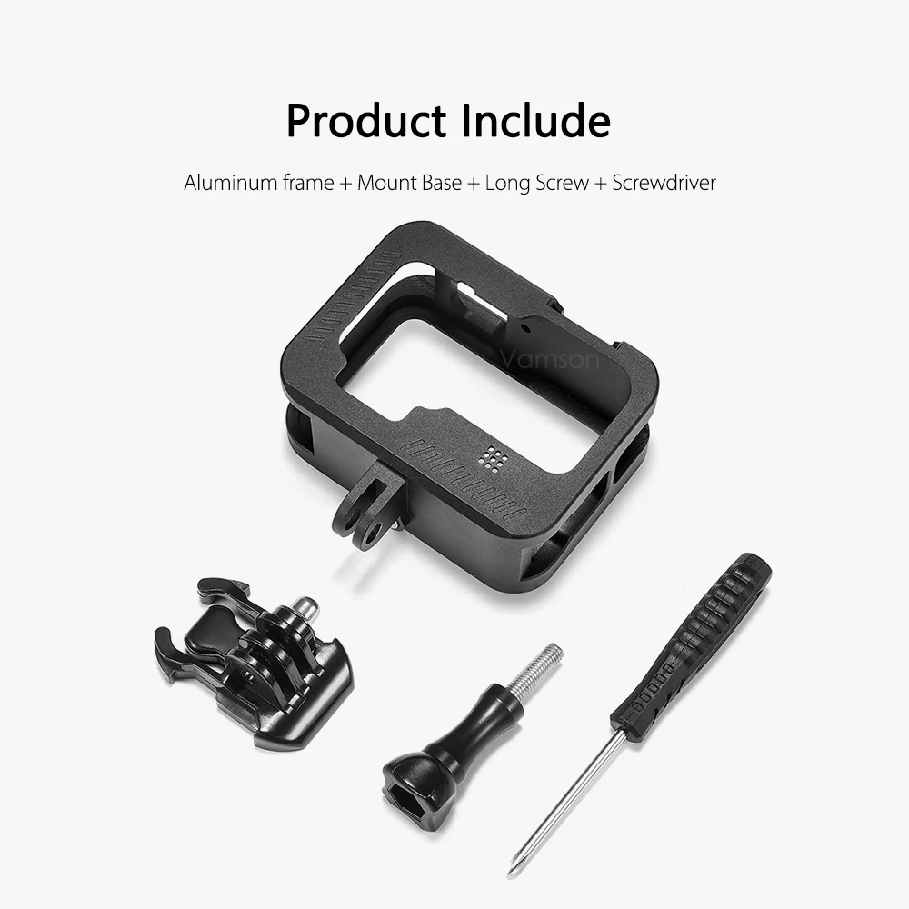 Vamson CNC Aluminum Case for GoPro Hero 9 Black Metal Cage Protective Case for Go Pro Hero9 Accessories VP663