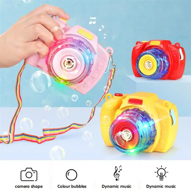 

Электрическая ручная машинка для мыльных пузырей, милая камера, игрушки для выдувания пузырей с музыкальсветильник кой, уличный аппарат дл...