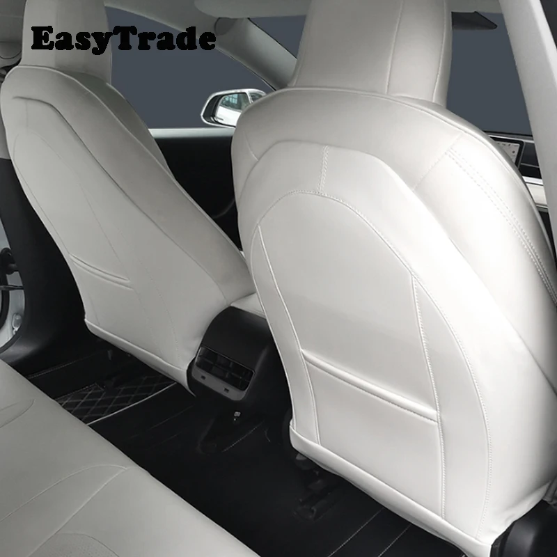 

For Tesla Model 3 Y 2021 2022 Leather All Inclusive Car Seat Anti-Kick Mat Rear Row Seats Cover Back Protection Pads Accessories
