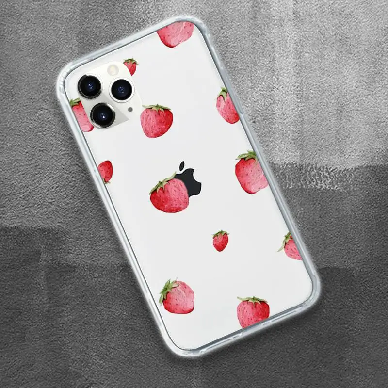 

Cartoon fruit strawberry Phone Case Transparent for iPhone 11 12 mini pro XS MAX 8 7 6 6S Plus X 5S SE 2020 XR