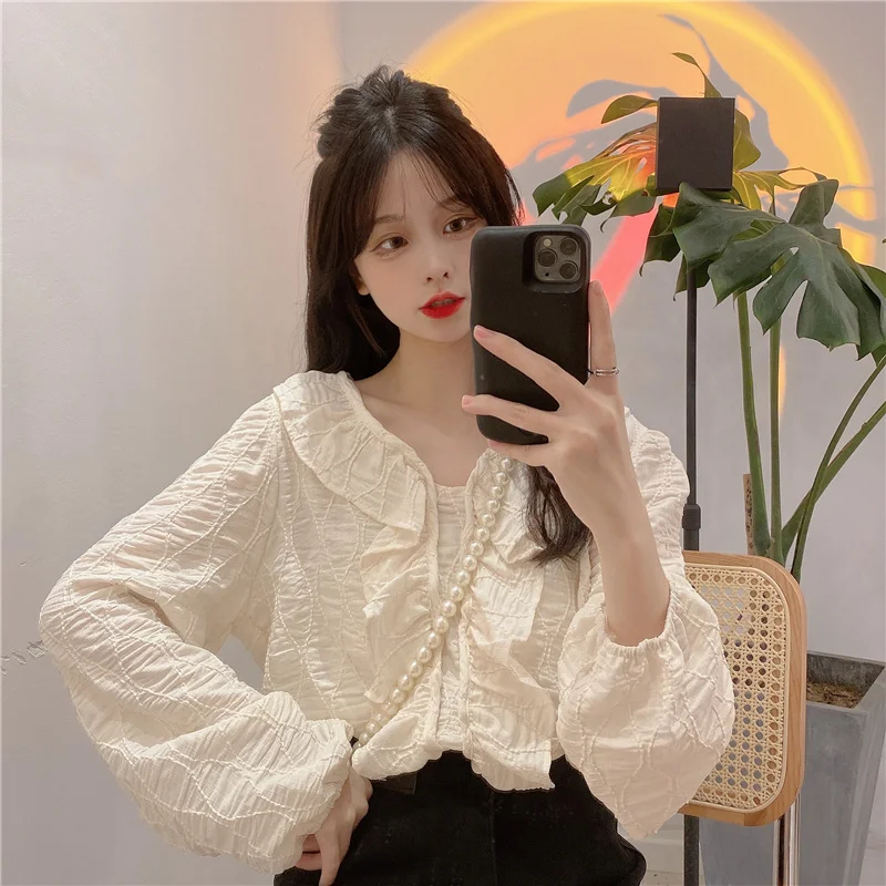 

Женские рубашки с оборками, в Корейском стиле