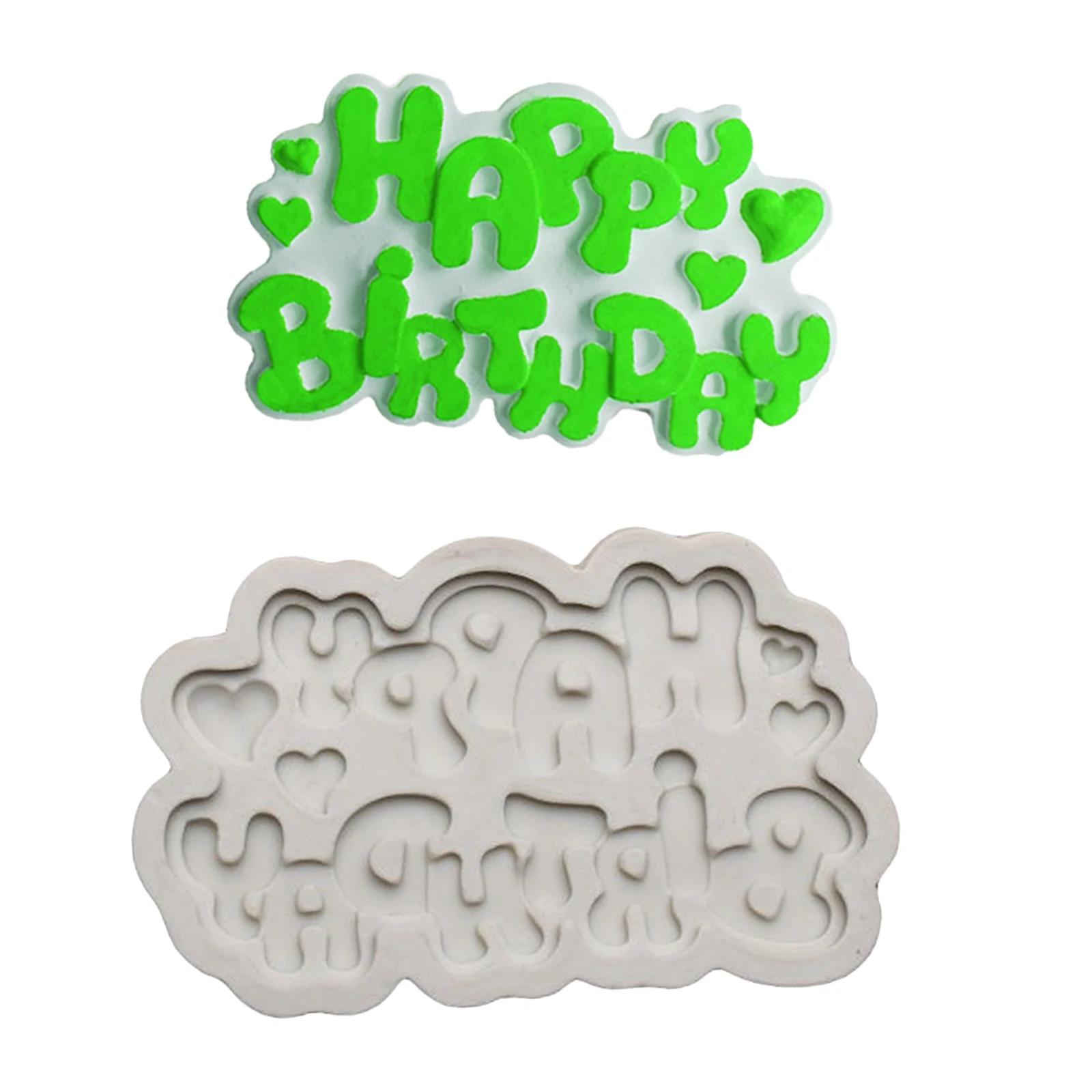 

1pc Silicone Mold Happy Birthday Cake Pudding Ice Cream Jelly Decoration